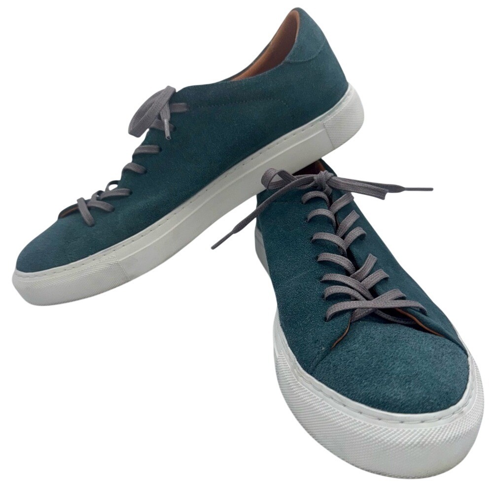Beckett Simonon Reid Teal Blue Suede Men's 10 Luxury Minimalist Trainers VGUC